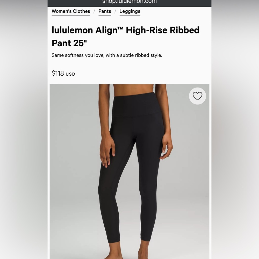 COPY - Lululemon Align Ribbed Black Leggings
W10.5in w/stretch 13in 23.5L